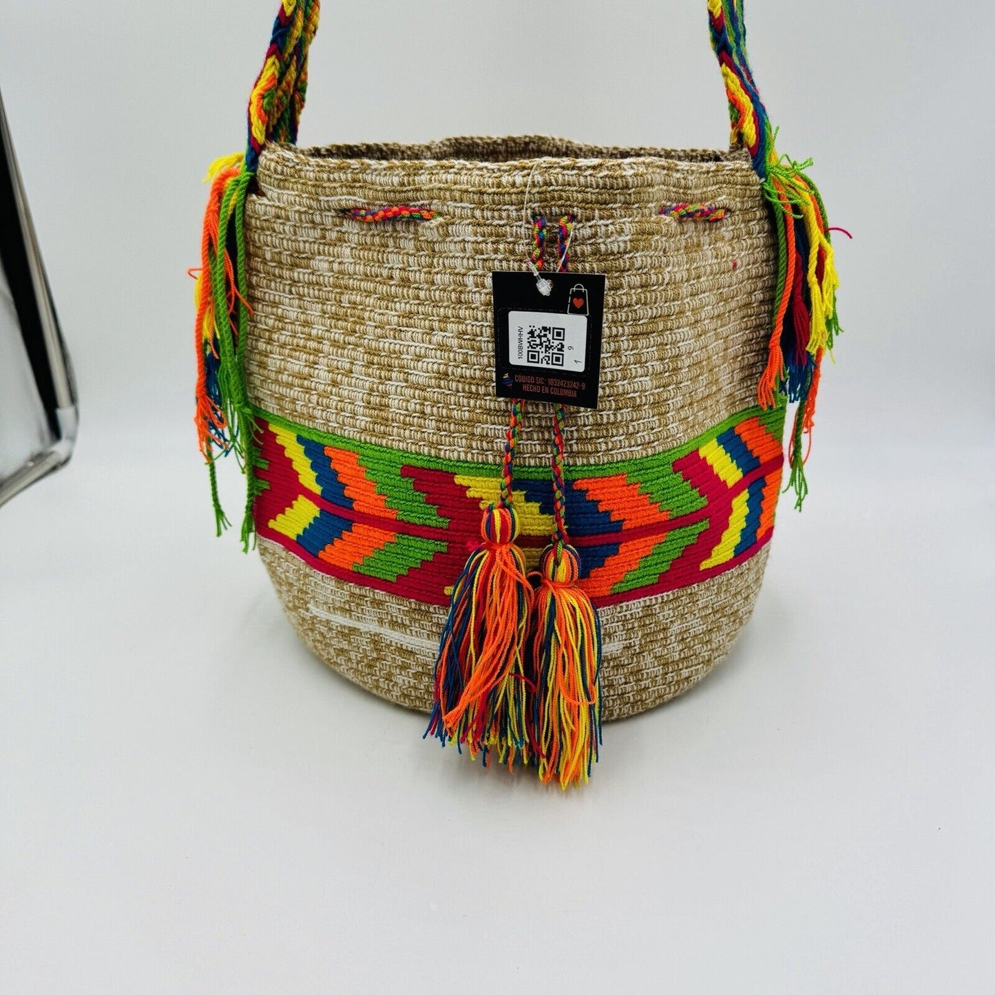 Authentic 100% Wayuu Mochila Colombian Bag Large Size Crossbody Multicolor