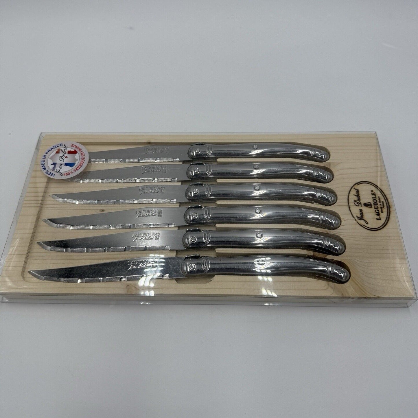 Set of 6 authentic French Jean Dubost Laguiole steak knives stainless