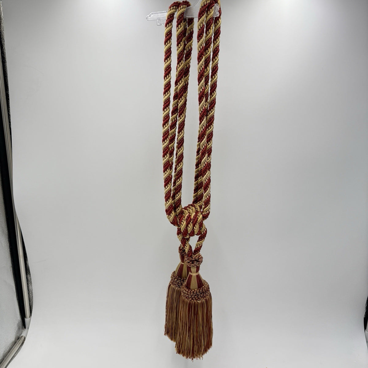 Vintage Curtain Tassle Berkshire Red And Gold Poly Tie Backs 25” Thick Rope Pair