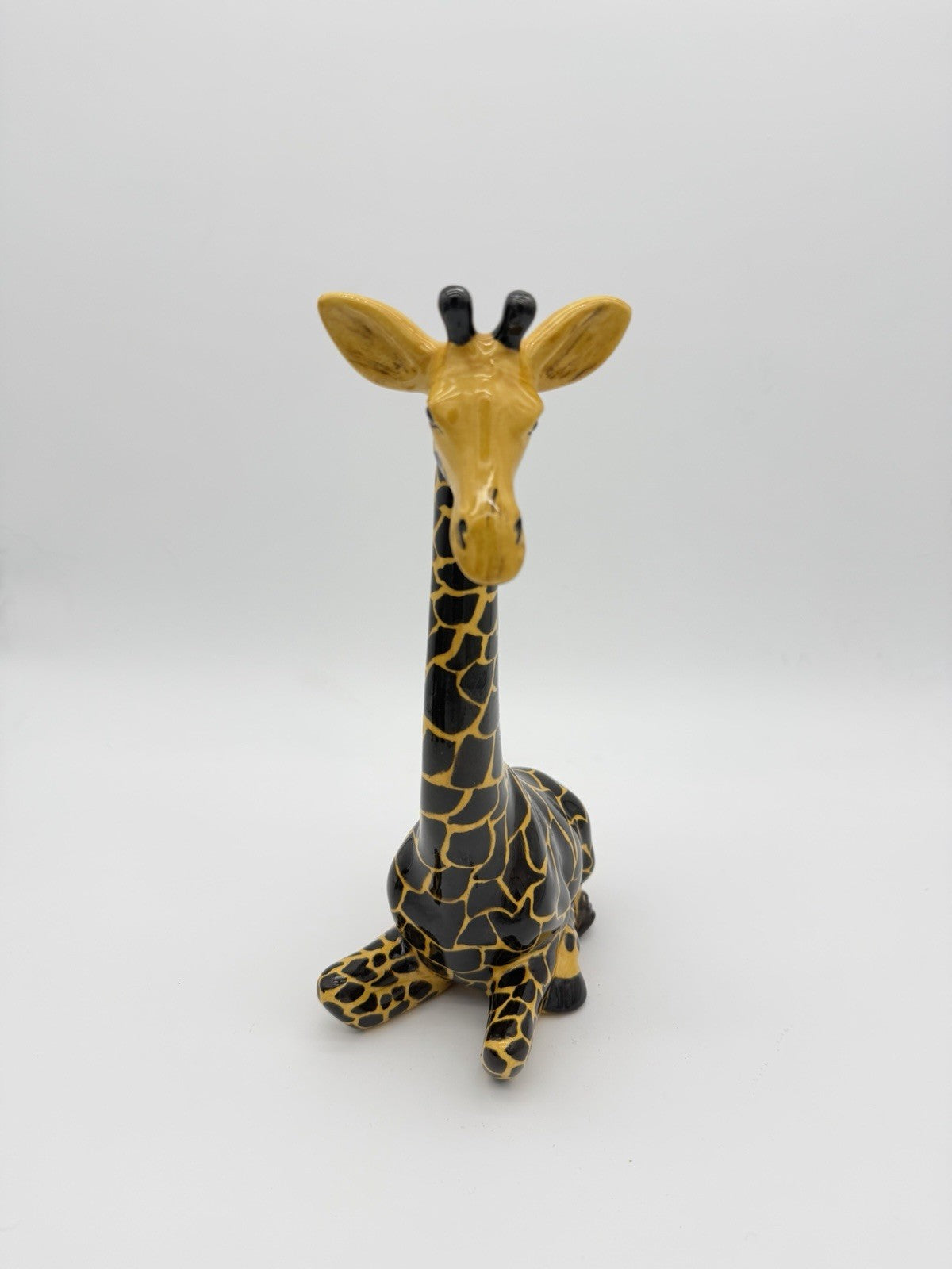 Studio Art Pottery Ceramic Giraffe Painted 10” Sculpture Signed Vintage Rare