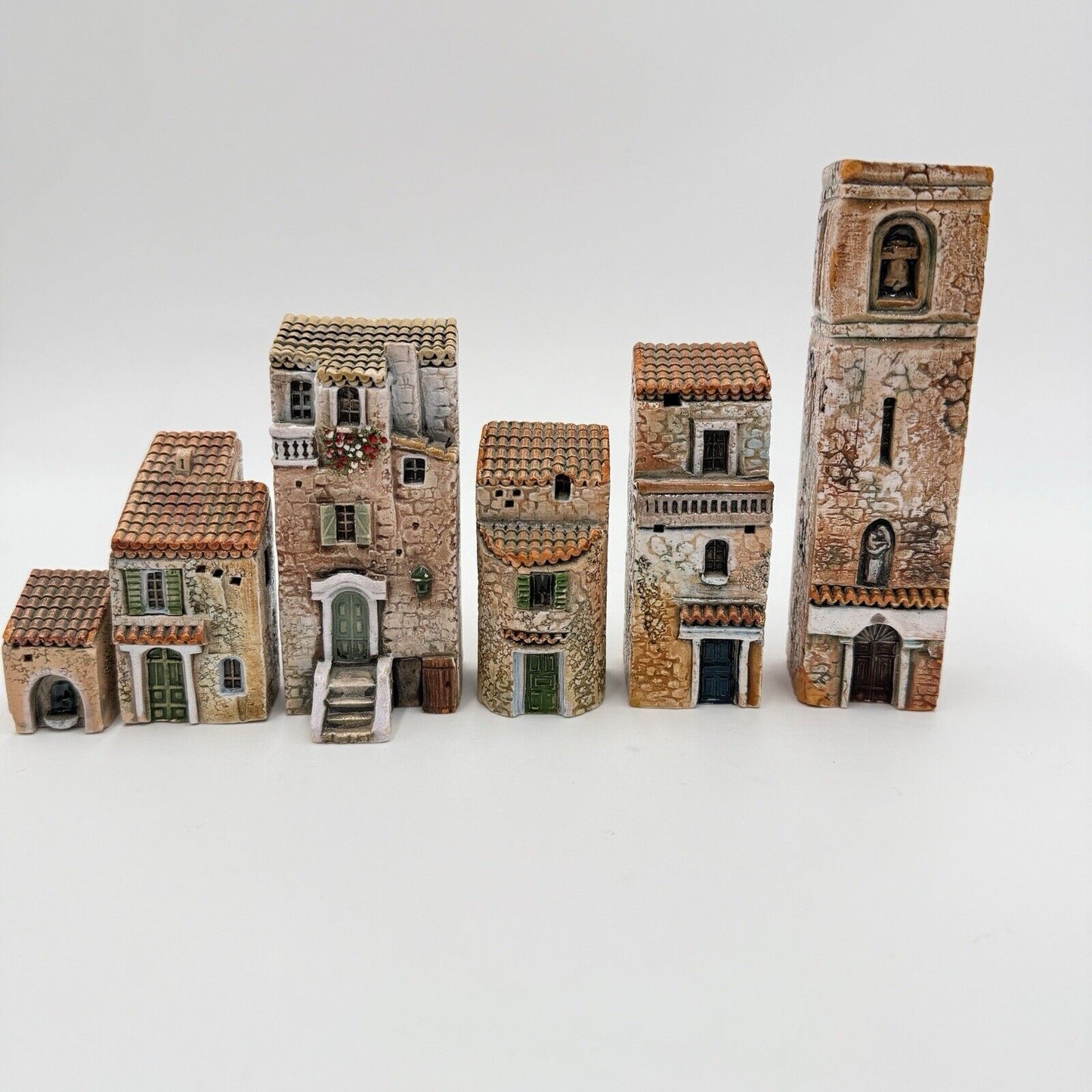 Vintage Gault France Buildings City Miniature Set Hand Painted 6 PCs