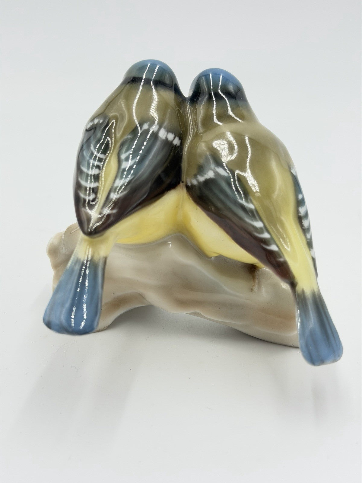 Hutschenreuther Germany Porcelain Blue Titmouse Birds Figurine 3.5”Vtg
