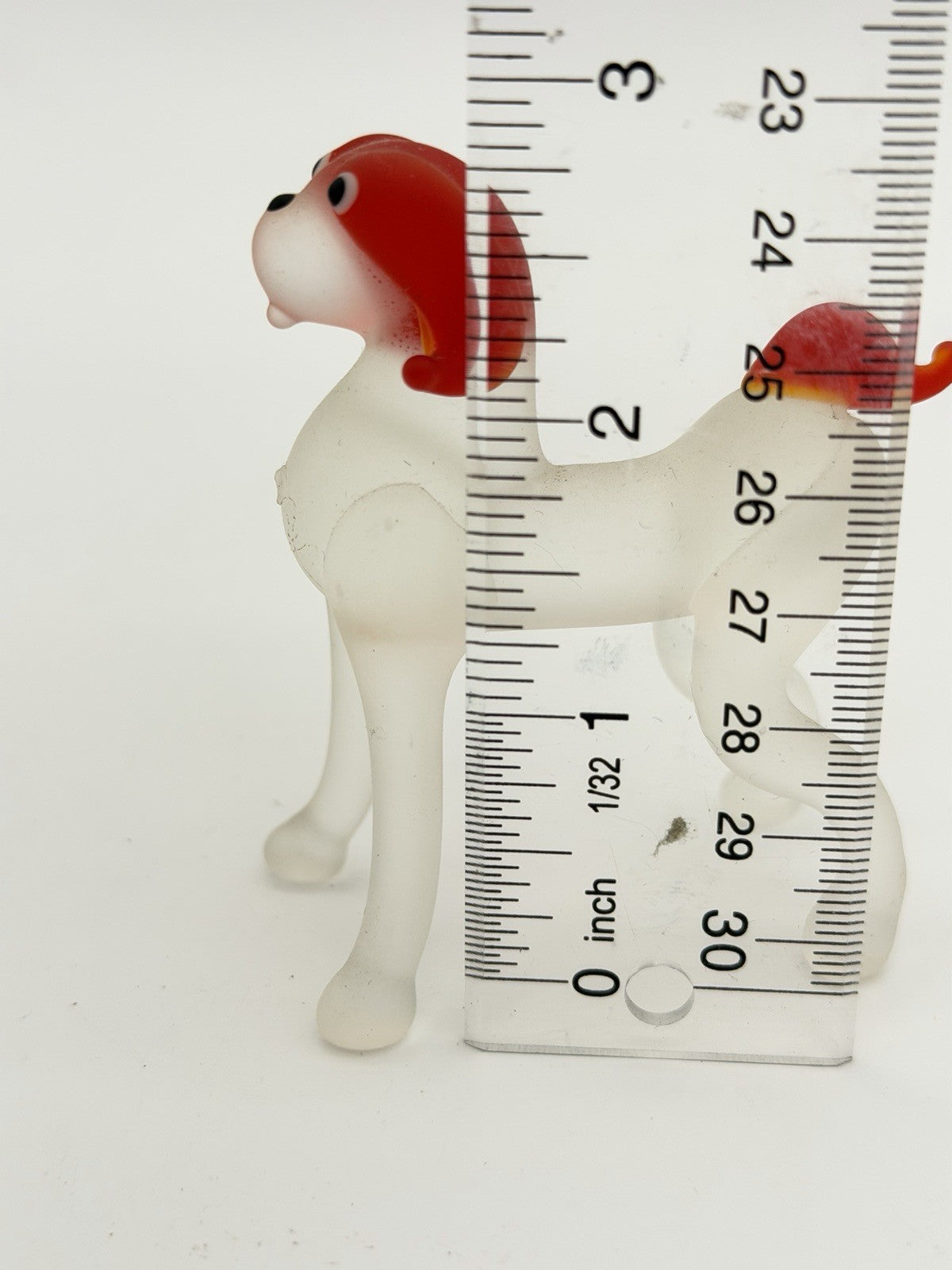 Vintage Art Glass Hand Blown Vizla Dog Red White Figurine 2.5”Italian European
