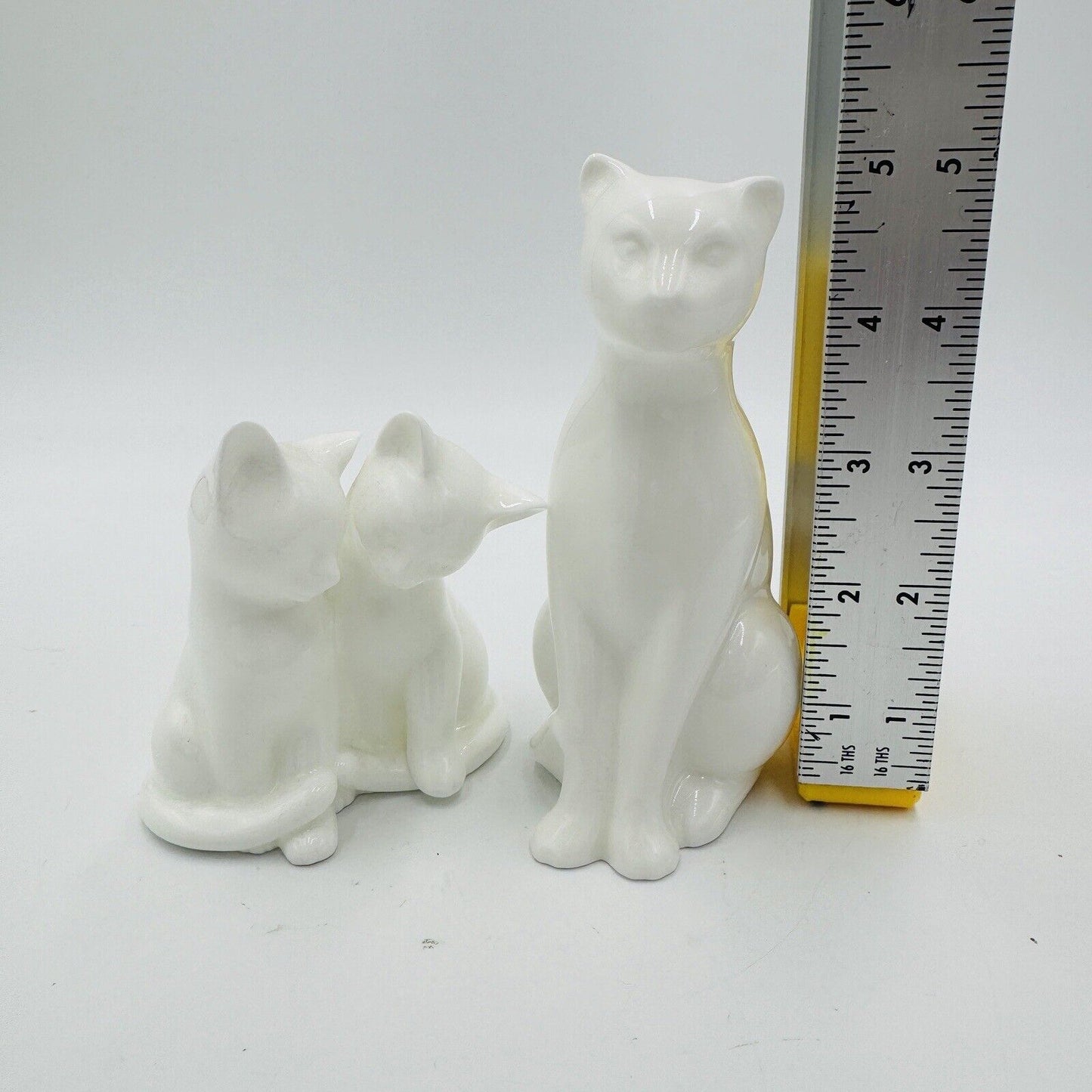 Coalport Cat Figurines Moments England White Glossy Bisque Kitties Vintage