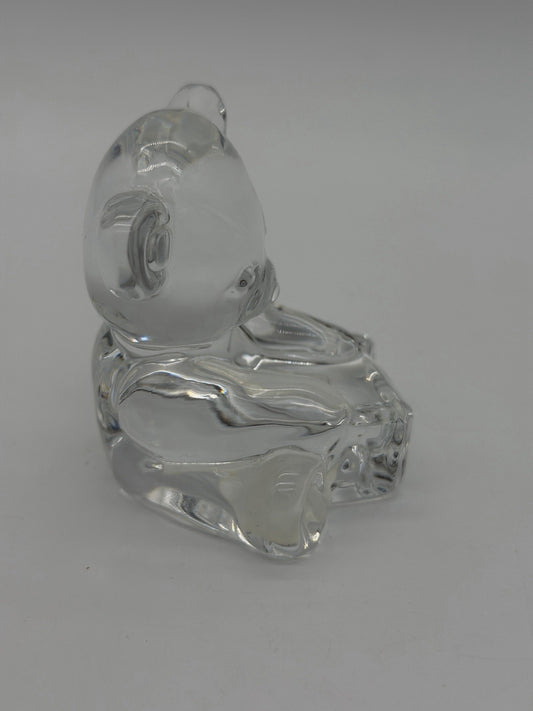 Waterford Crystal Teddy Bear with Toy Block Paperweight Figurine 3” Clear