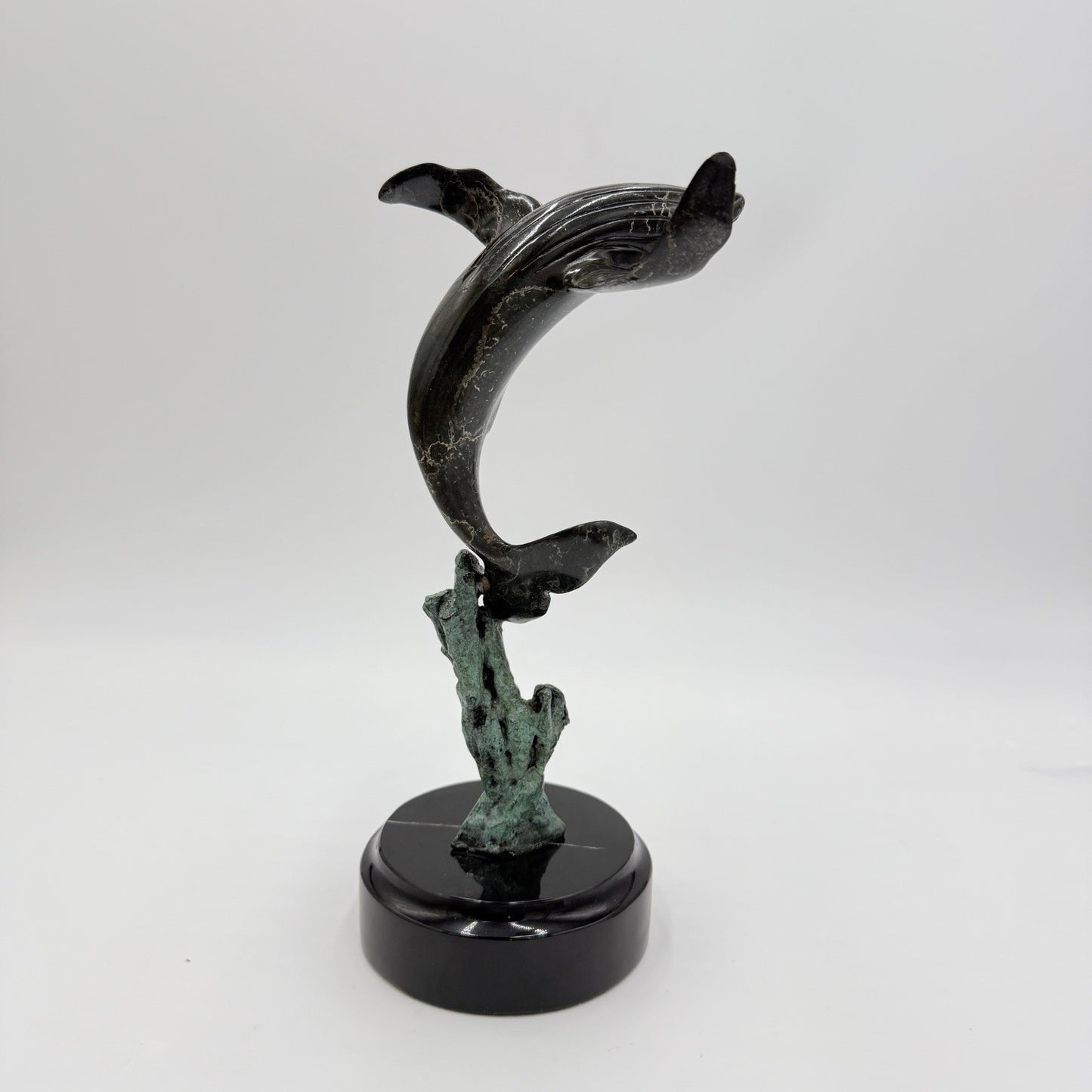 Rare Barry Power Bronze Marble Base Art Sculpture Hunchback Whale Breach” 24/400