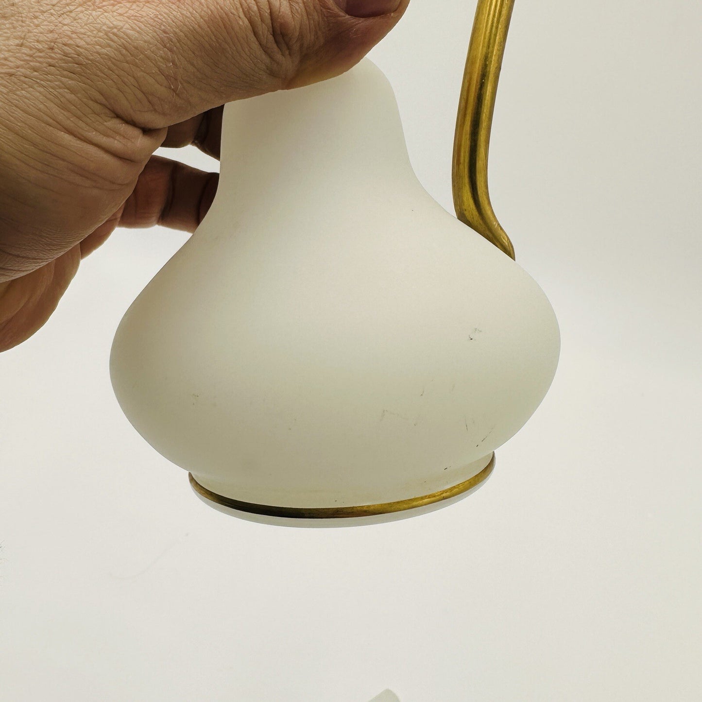 Glass Decanter Stopper Opaline White And Gold Trimmed Vintage Delicate Perfume