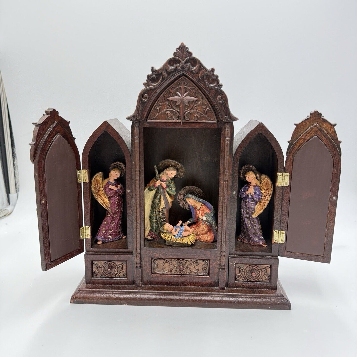 Vintage Joseph's Studio by Roman Nativity Scene Triptych Holy Family Wood Resin