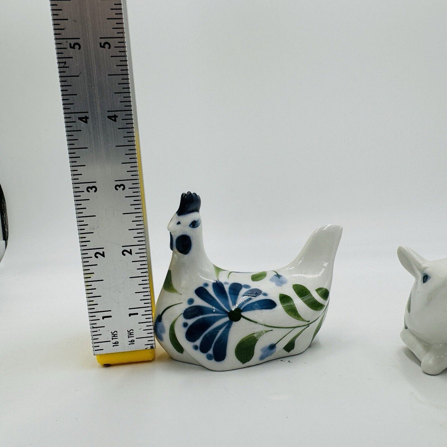 Dansk Porcelain Sage Song  Blue White Green Ceramic Pig & Chicken Figurines