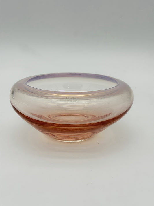 Fostoria Art Glass Seascape Coral Sand Pink Opalescent Cupped Bowl Votive