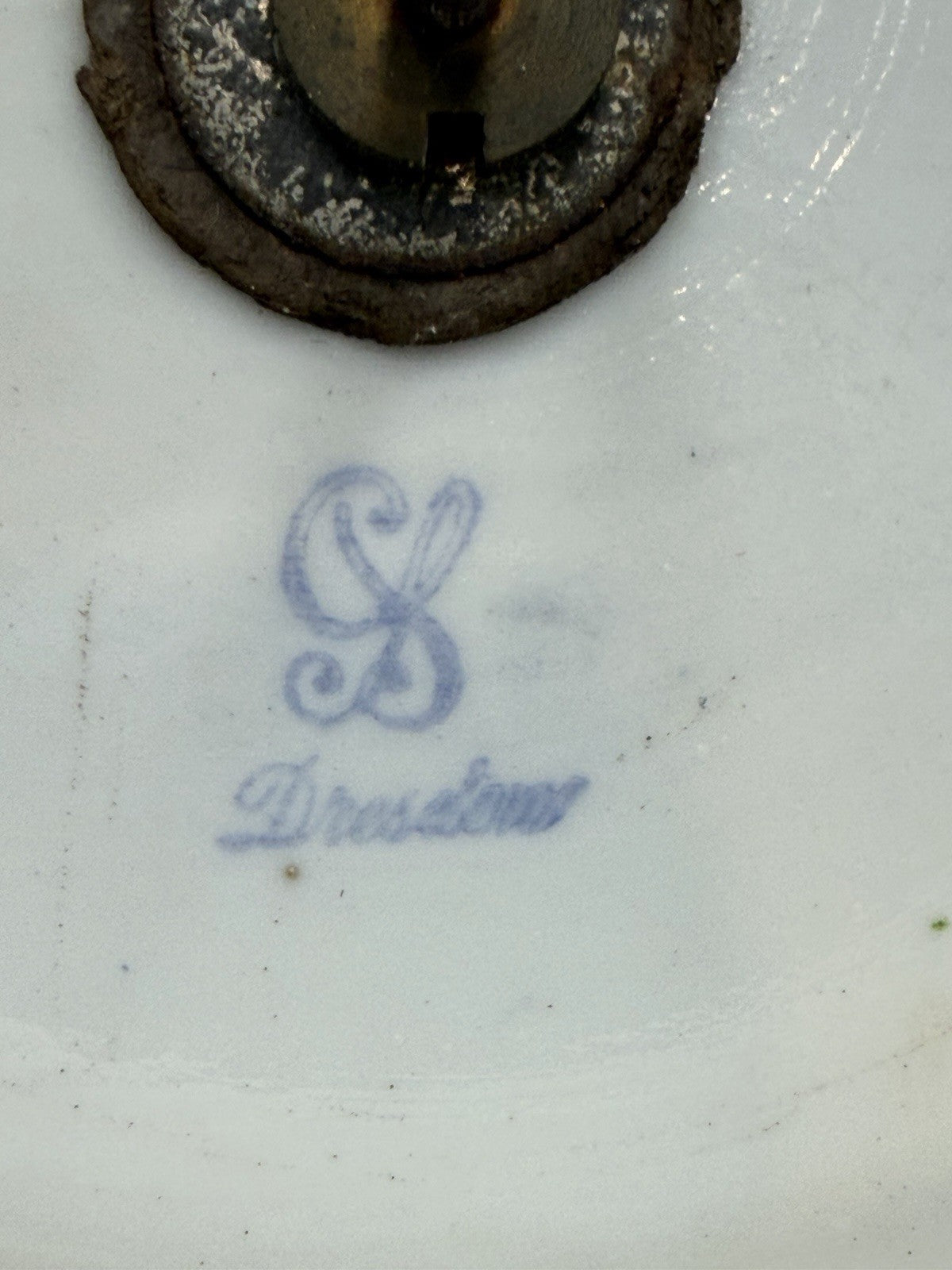 Antique Dresden Porcelain GermanyReticulated Pedestal Bowl W/ Encrusted Flowers