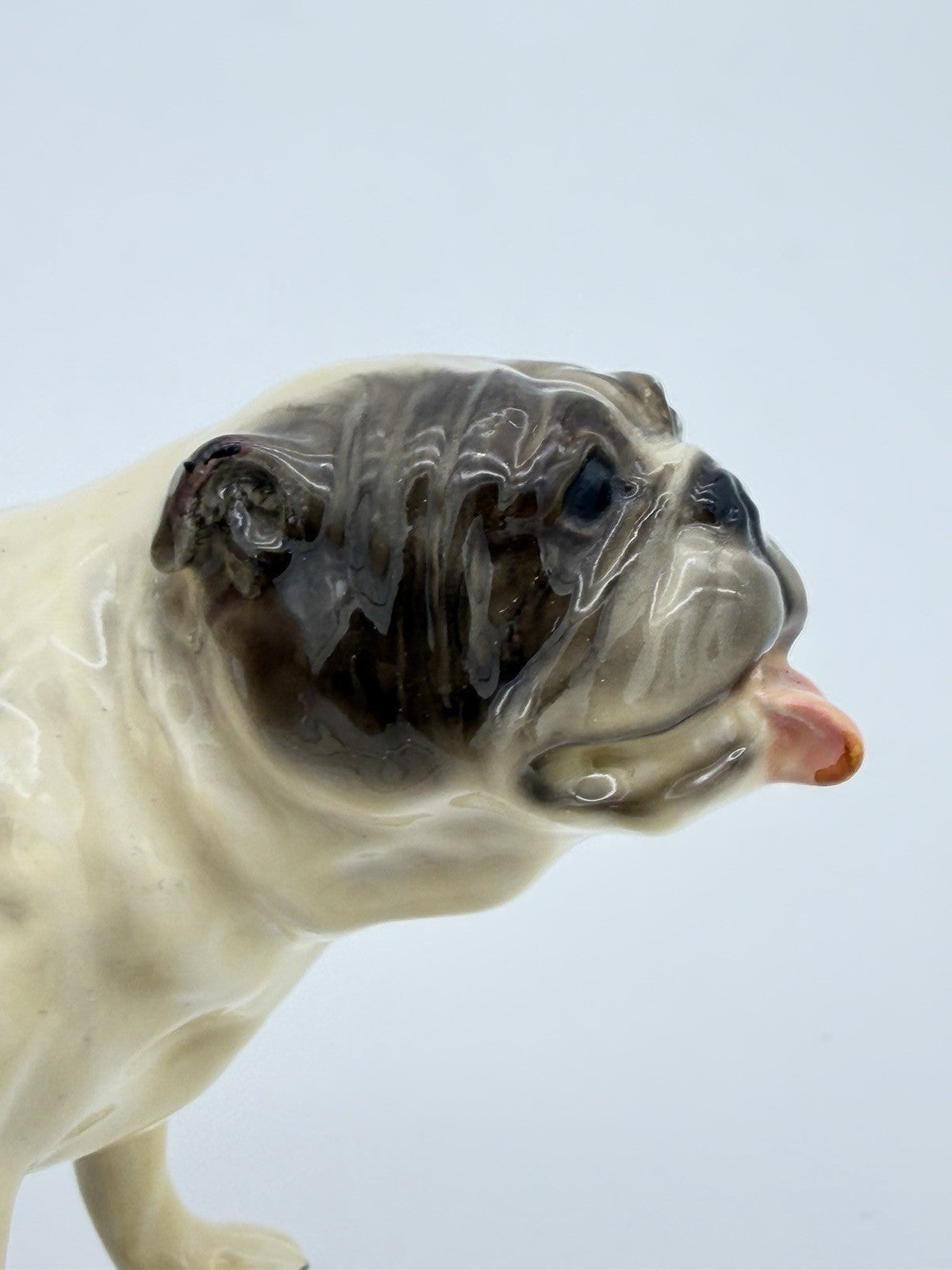 Vintage Mortens Studio Bulldog Figurine W/ Original Sticker Dog Ceramic Painted