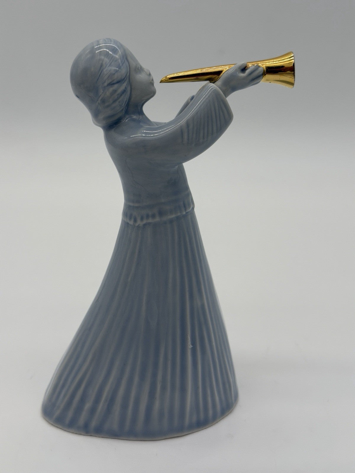 Vtg Agostinelli Italy Art Pottery Porcelain Blue Angel Cherub Painted Figurine