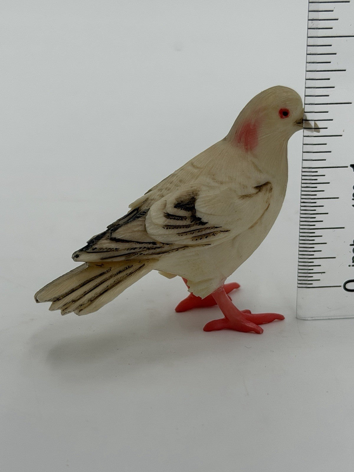 Antique Hand Carved Pigeon Mini Figurine Folk Art Polychrome 2” Dove Bird Resin