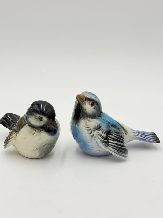 Goebel Germany Blue & Brown Sparrow Bird Figurine Porcelain Vintage Set 2 PCs