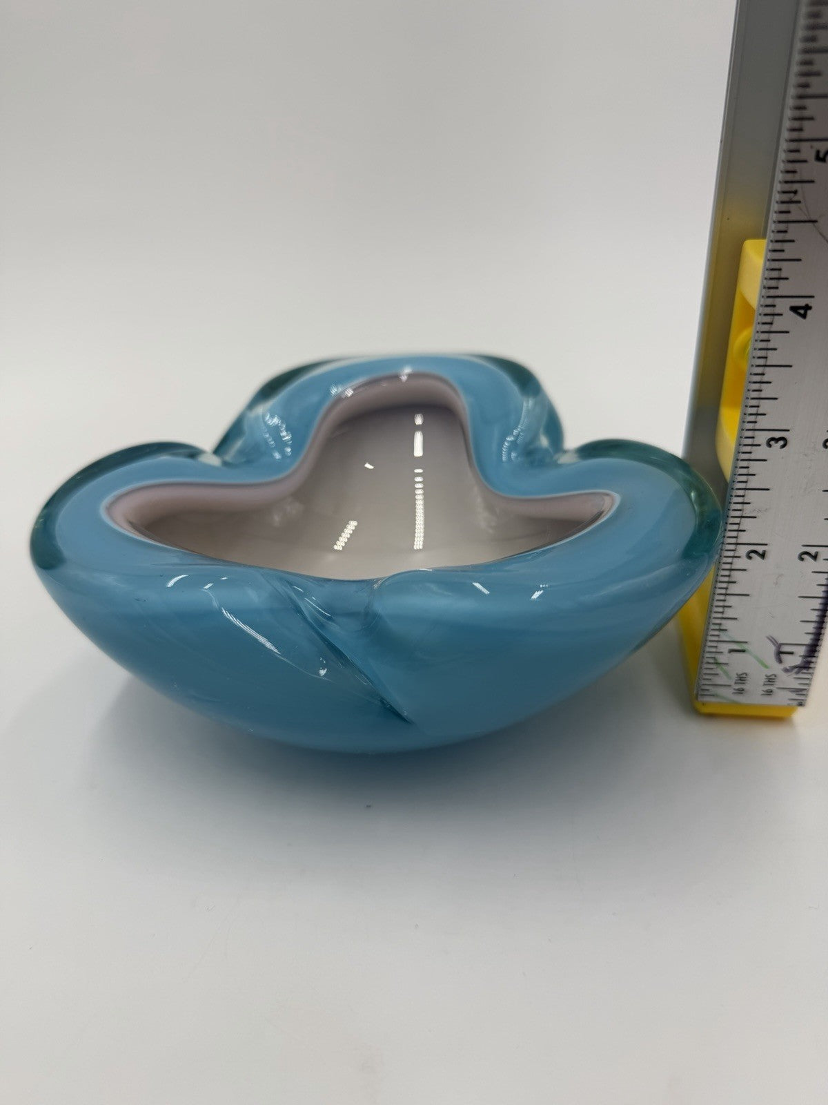 VTG Murano Italy Sommerso Art Glass Turquoise Teal Pink Bowl MCM 3 Slots Ashtray