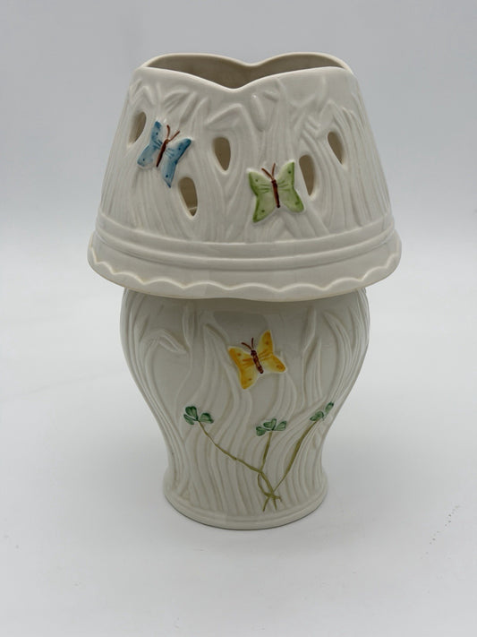 Belleek Ireland porcelain summer butterfly pierced votive lamp 13th Anniversary