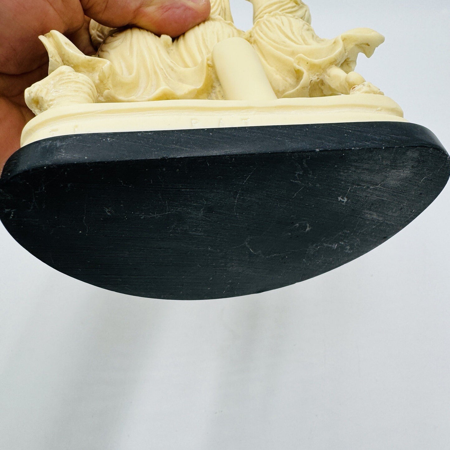 Signed P.A.T Italy Alabaster Three Graces Figurine  Marble Black Base Sculpture