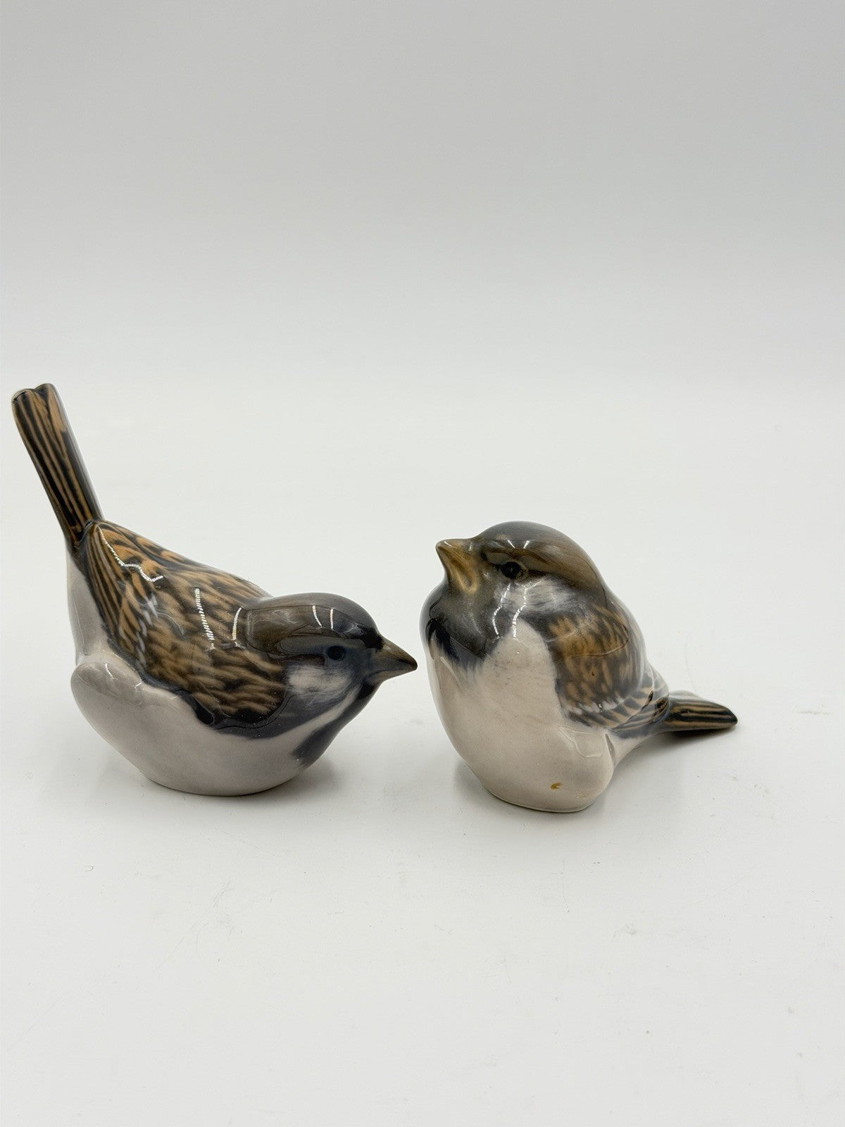Royal Copenhagen Porcelain Sparrow Birds #1081 & #1519 Figurines Denmark Vintage
