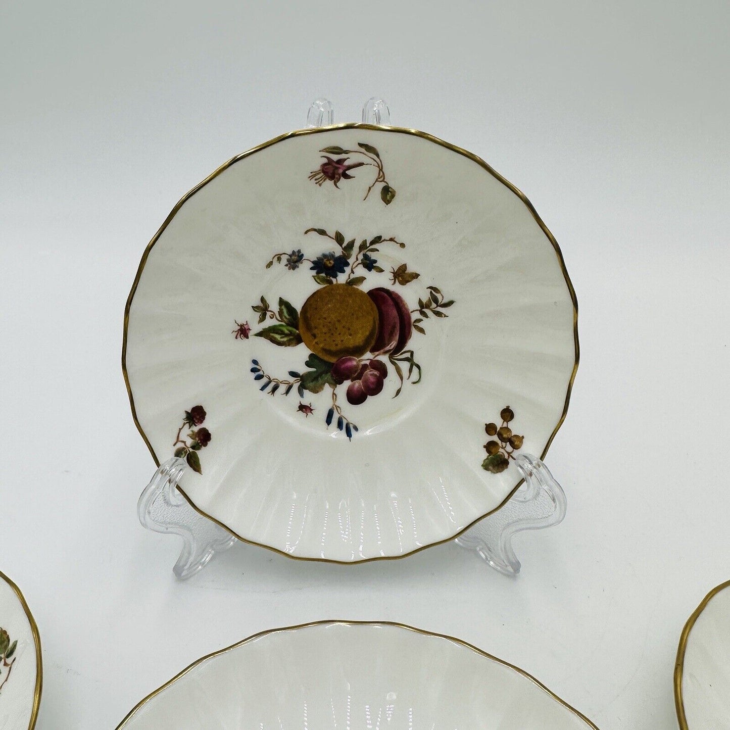 Royal Worcester Delecta Saucer Porcelain Z2819 Set Circa 1800 Lot 6 Piece Plates