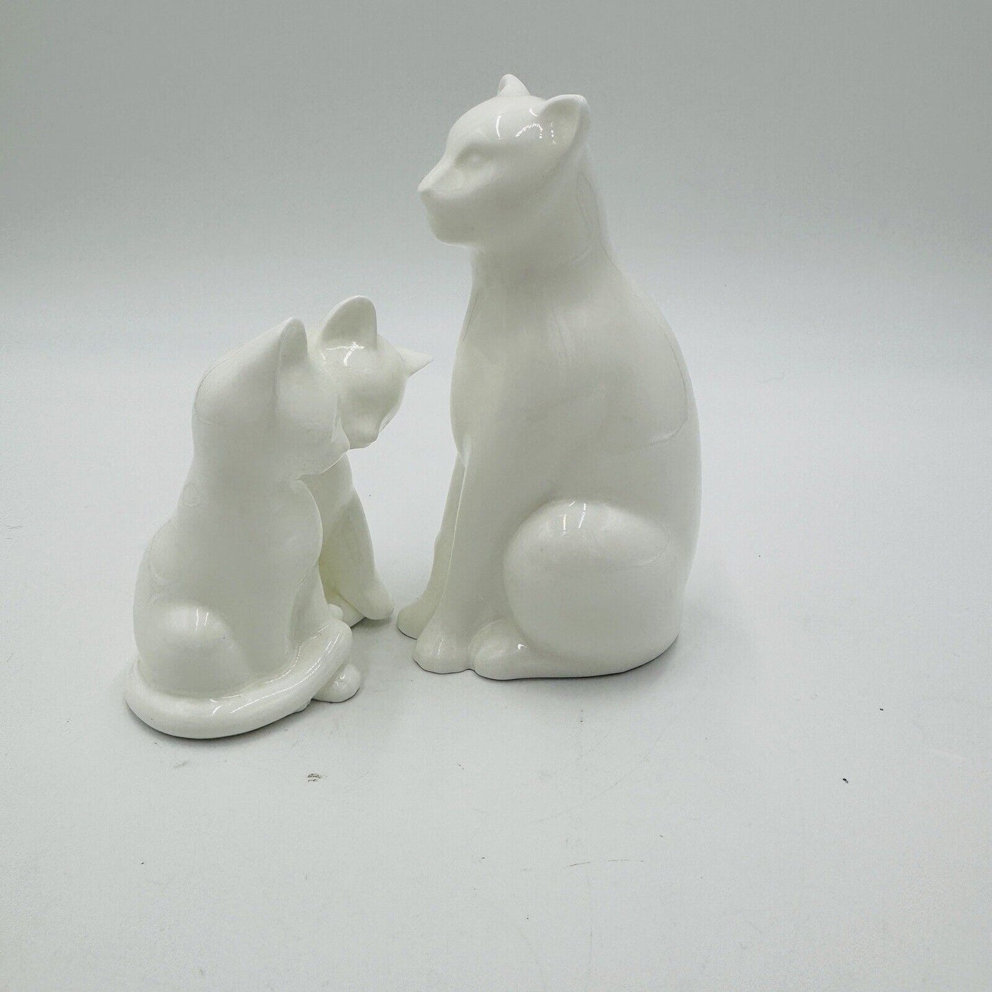 Coalport Cat Figurines Moments England White Glossy Bisque Kitties Vintage