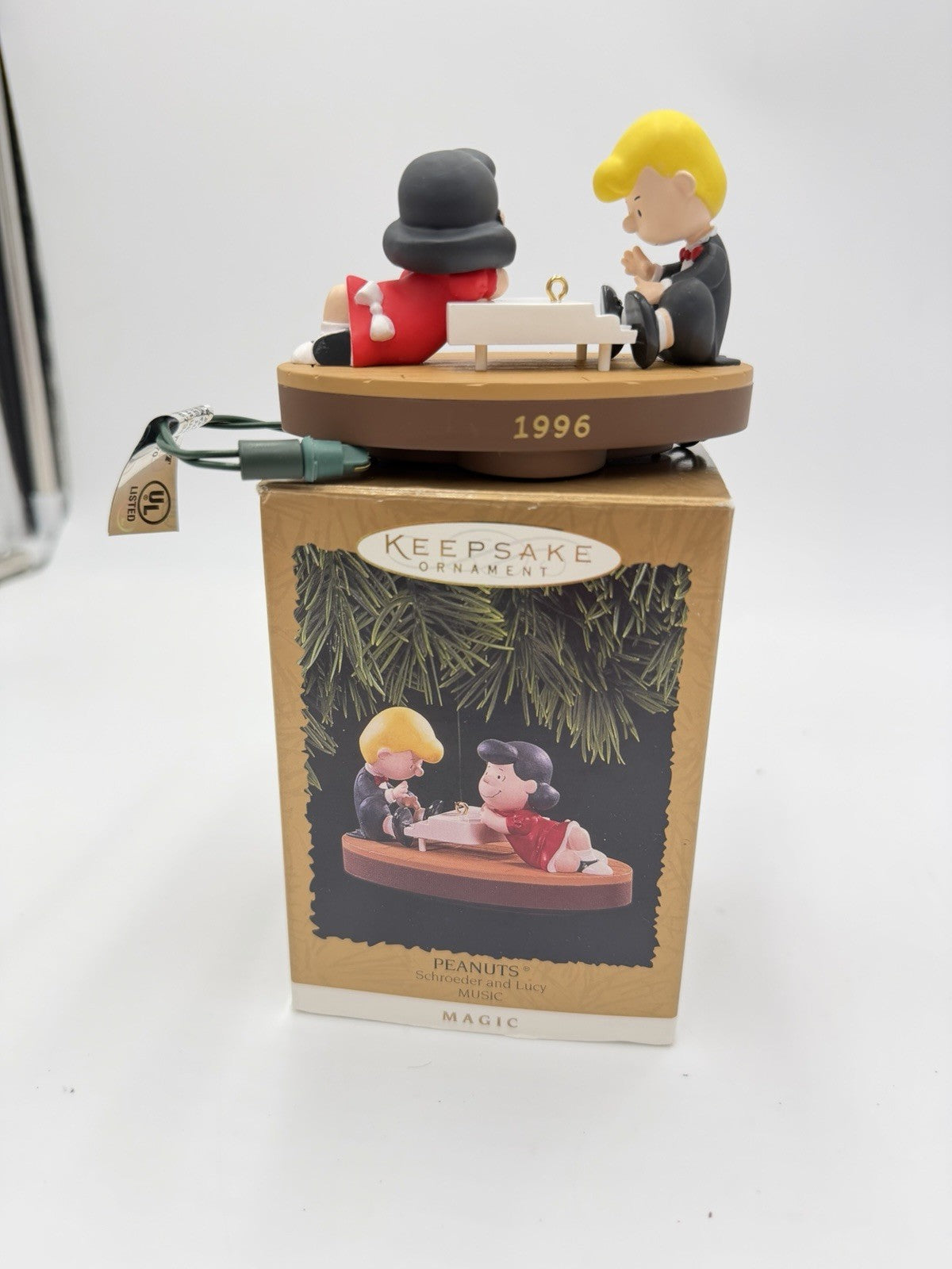 Hallmark Peanuts Schroeder and Lucy 1996 Magic Music Christmas Ornament Piano