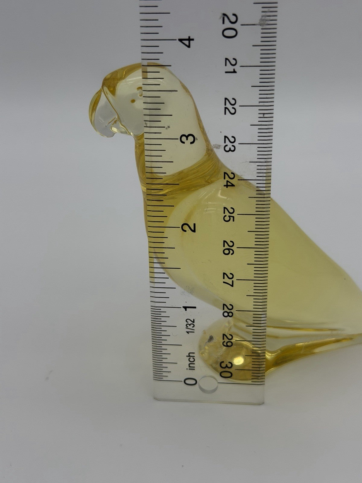 Baccarat France Crystal Art Glass Yellow Citrine Parrot Parakeet Figurine 4”x5”