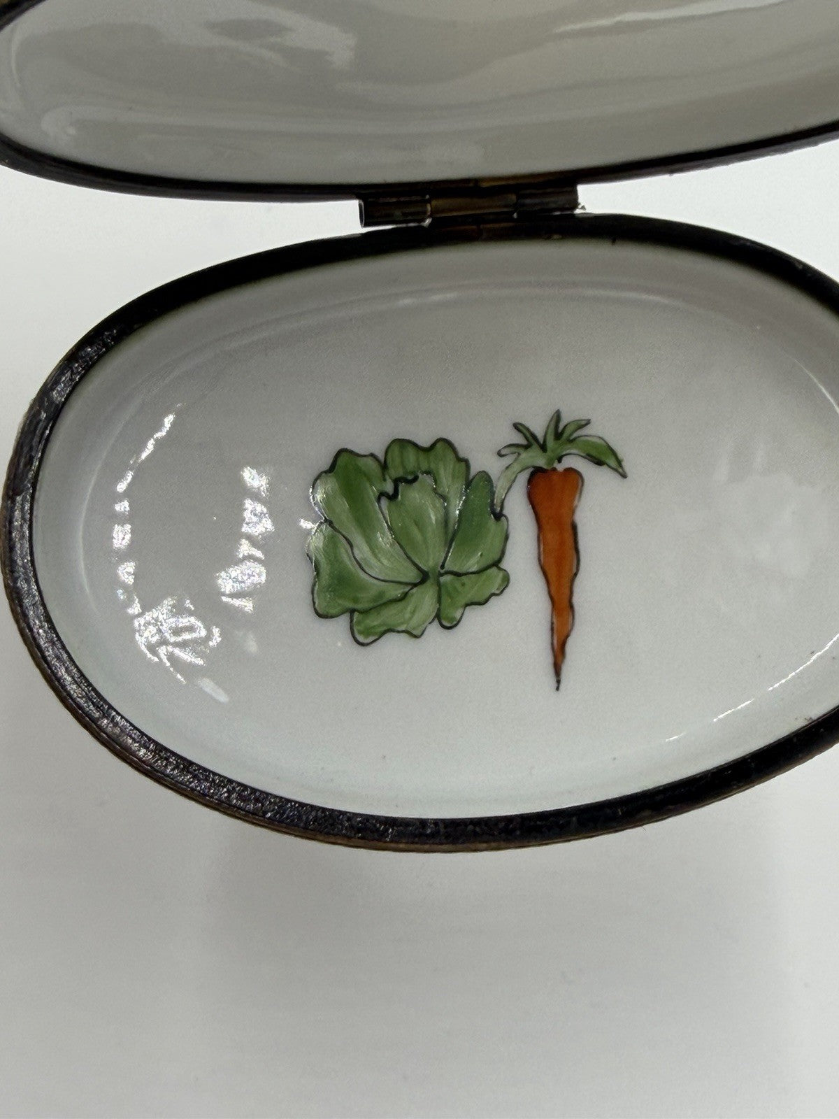 Rare Limoges France Porcelain Trinket Box Turtle & the Hare 4.2”H Painted Signed