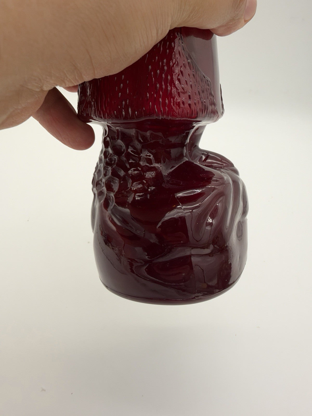 Vintage Belsnickel Ruby Red Art Glass Santa Claus Decanter Bottle Christmas 12”