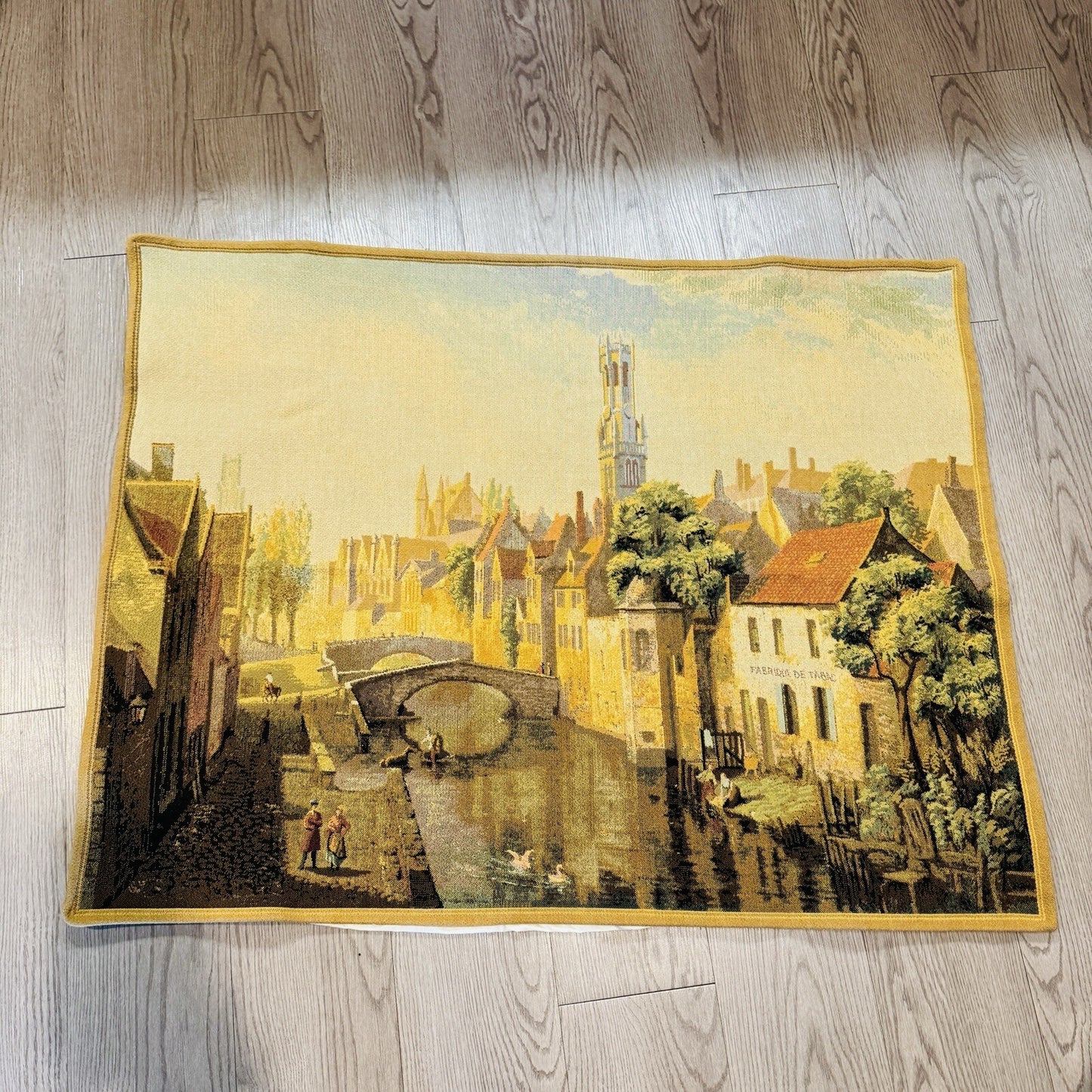 Flanders Woven Wall Tapestry Belgium Made Vintage 38”x 28” Mint Art Fabric