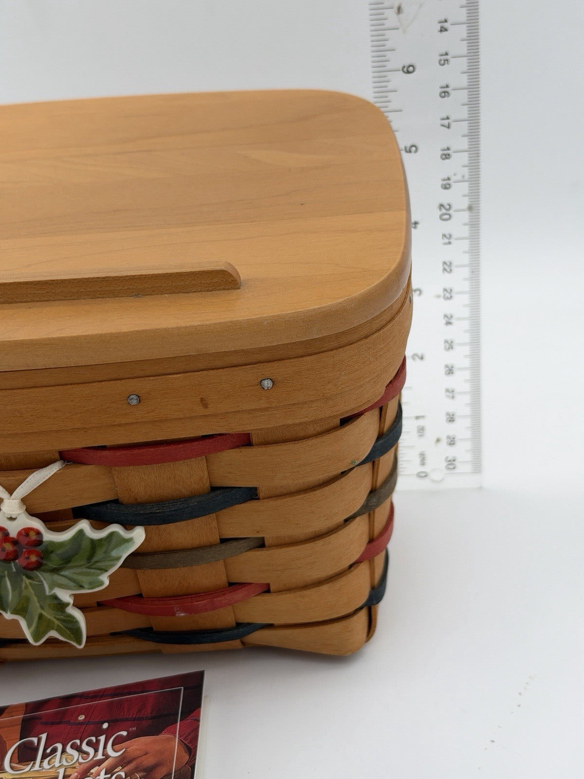 Vintage 2001 Longaberger Recipe Woven Basket w/Lid Liner Tie-on Christmas Rare