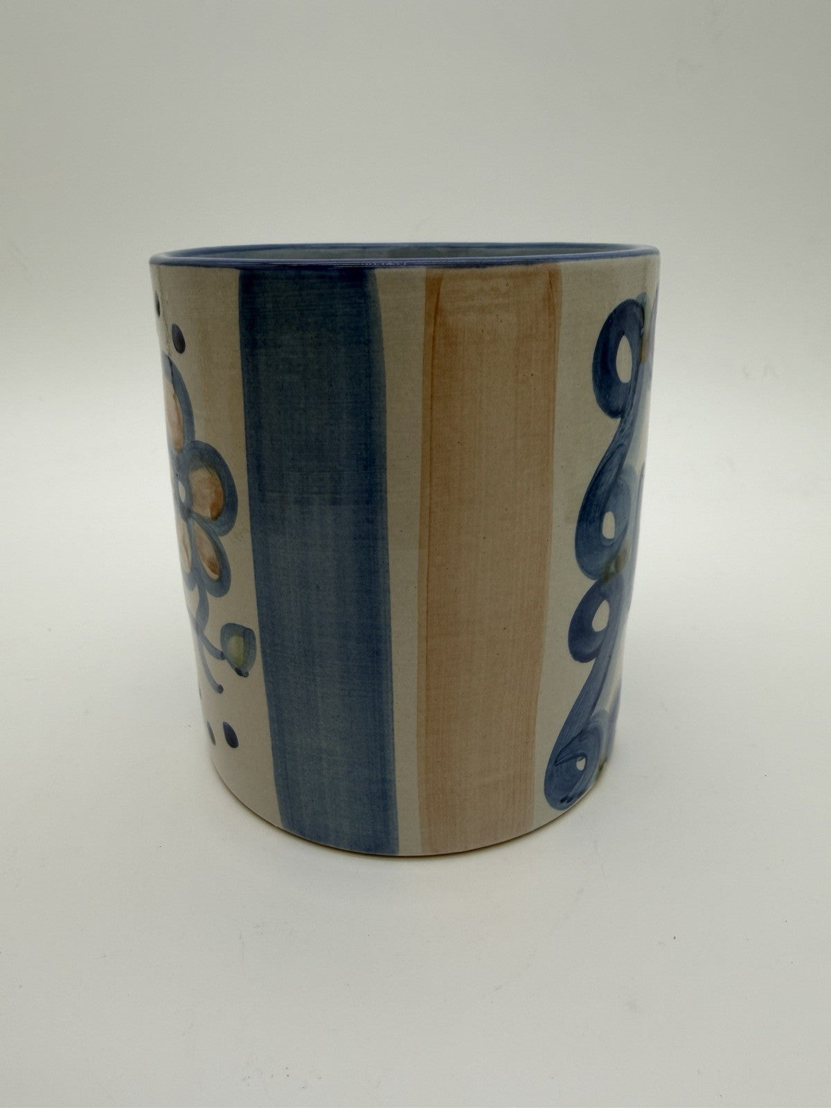 Rare M.A. HADLEY Art Pottery Floral Stoneware Utensils Kitchen Holder 5.5”x5”