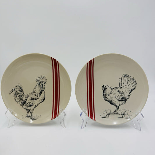 Creative Co-op M.Chad Barrett Chicken/Rooster salad Plates 8in 2 Pieces Rare