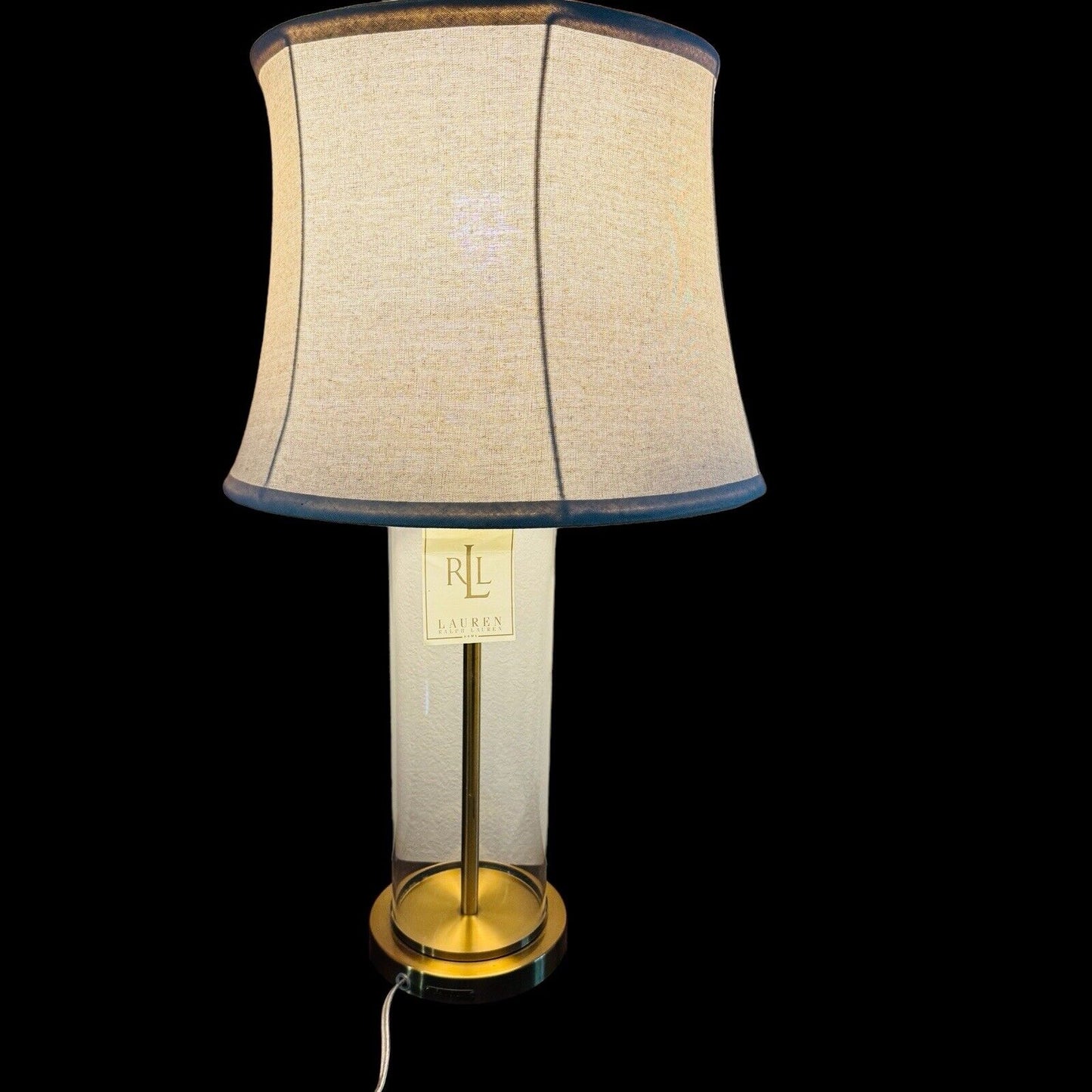 Ralph Lauren Payton MODERN CHIC BRASS & GLASS 27” Cylinder Gold Tone Table Lamp