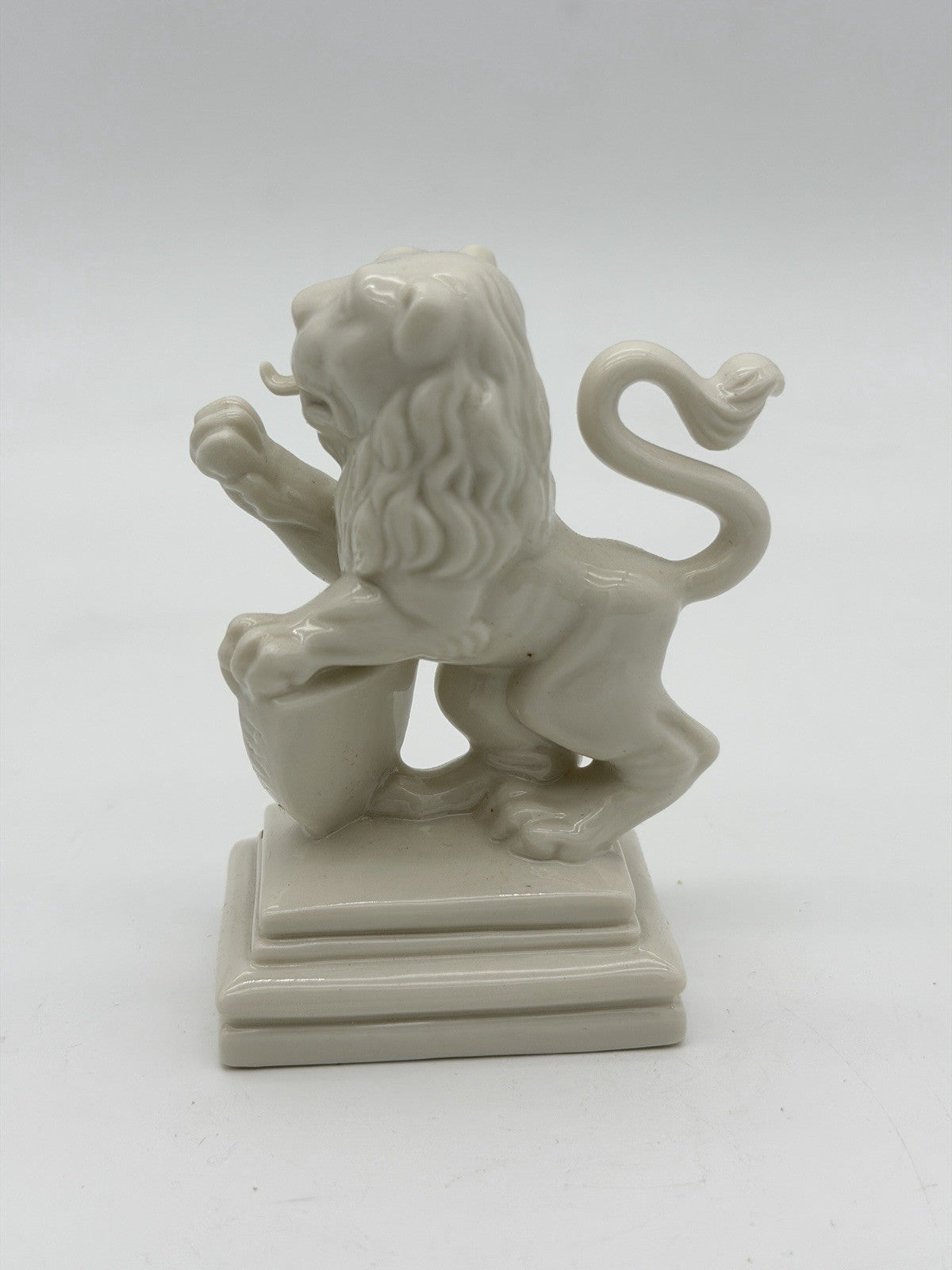 Antique Nymphenburg Porcelain Bavarian Lion Figurine With Flag 3.5” Germany