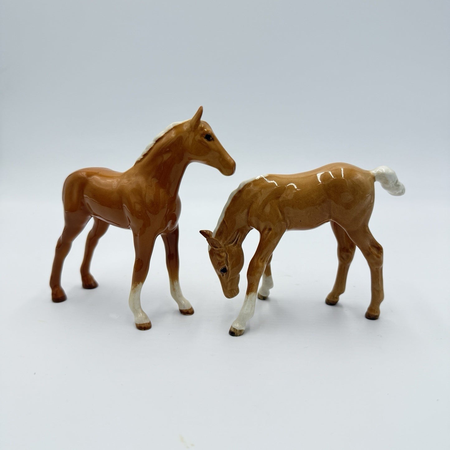 Vintage Beswick England Porcelain Palomino Foals Horses Figurines Pair