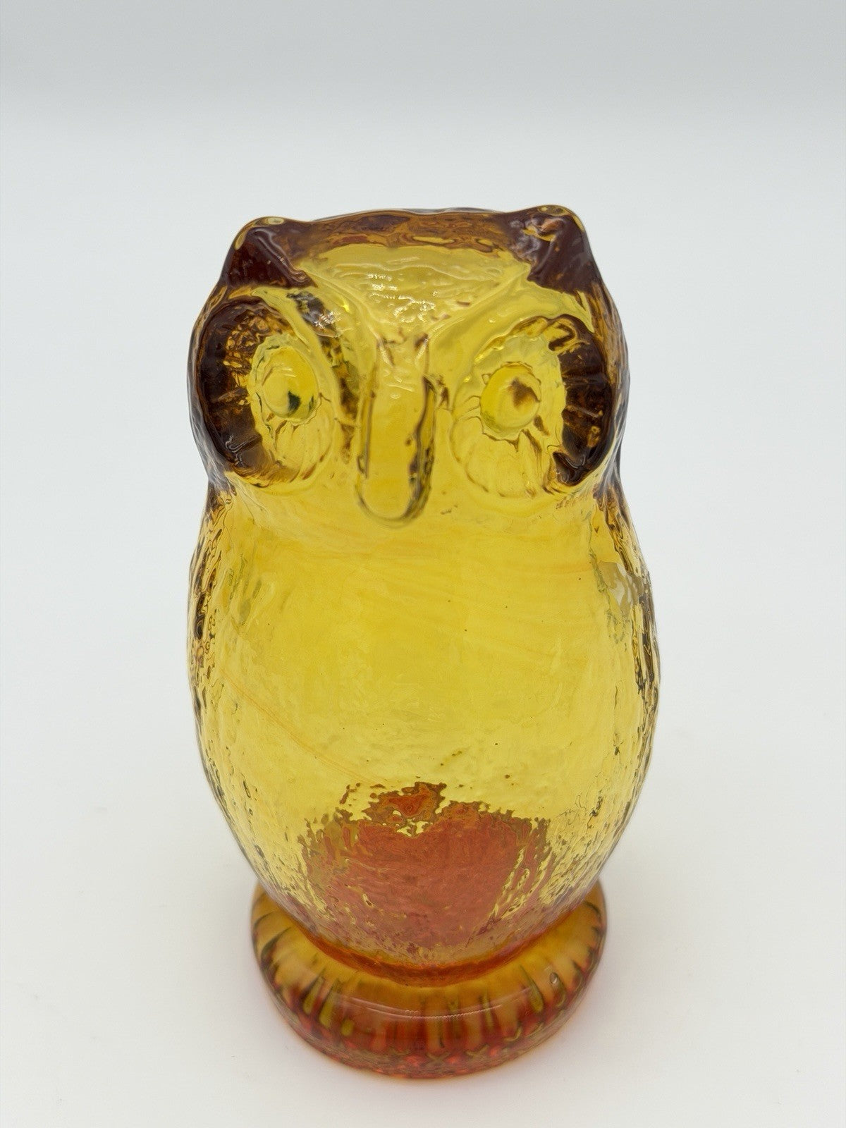 Pilgrim Art Glass Amberina/amber Owl Figurine Vintage 5”H Hand Blown Glass