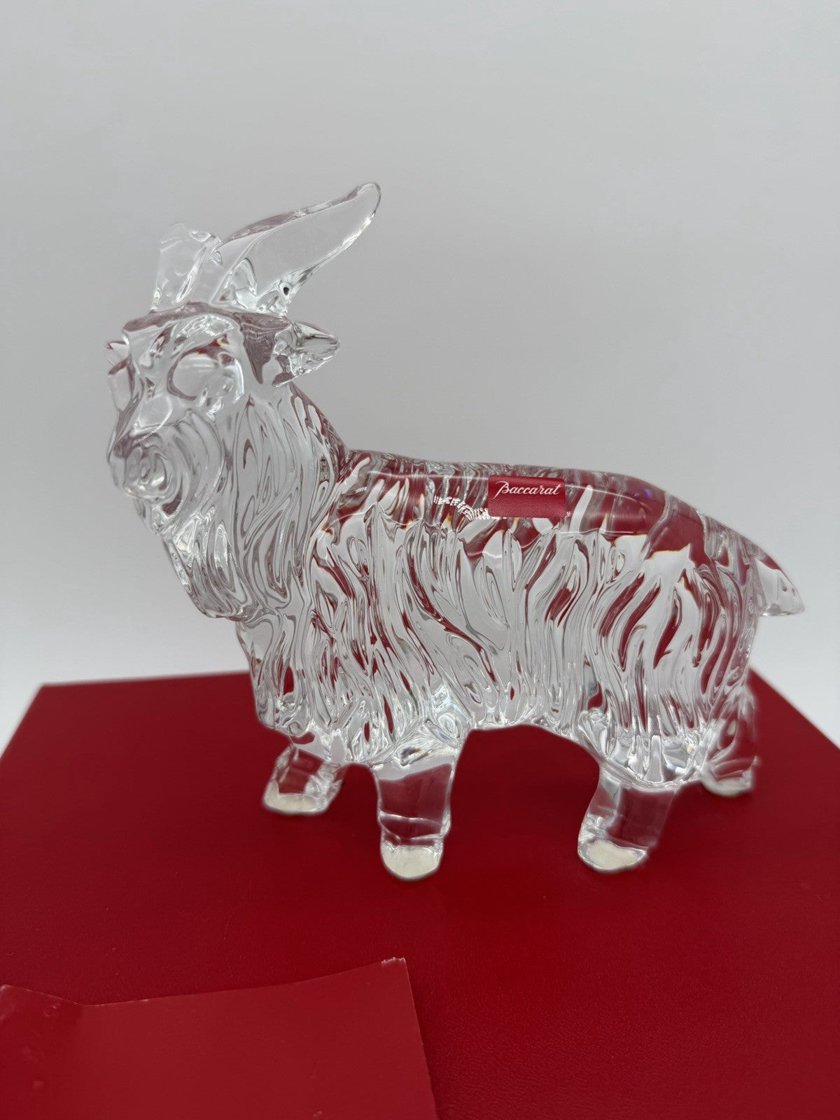 Baccarat Long Hair Goat Crystal France Clear Solid Figurine Sheep Boxed Rare