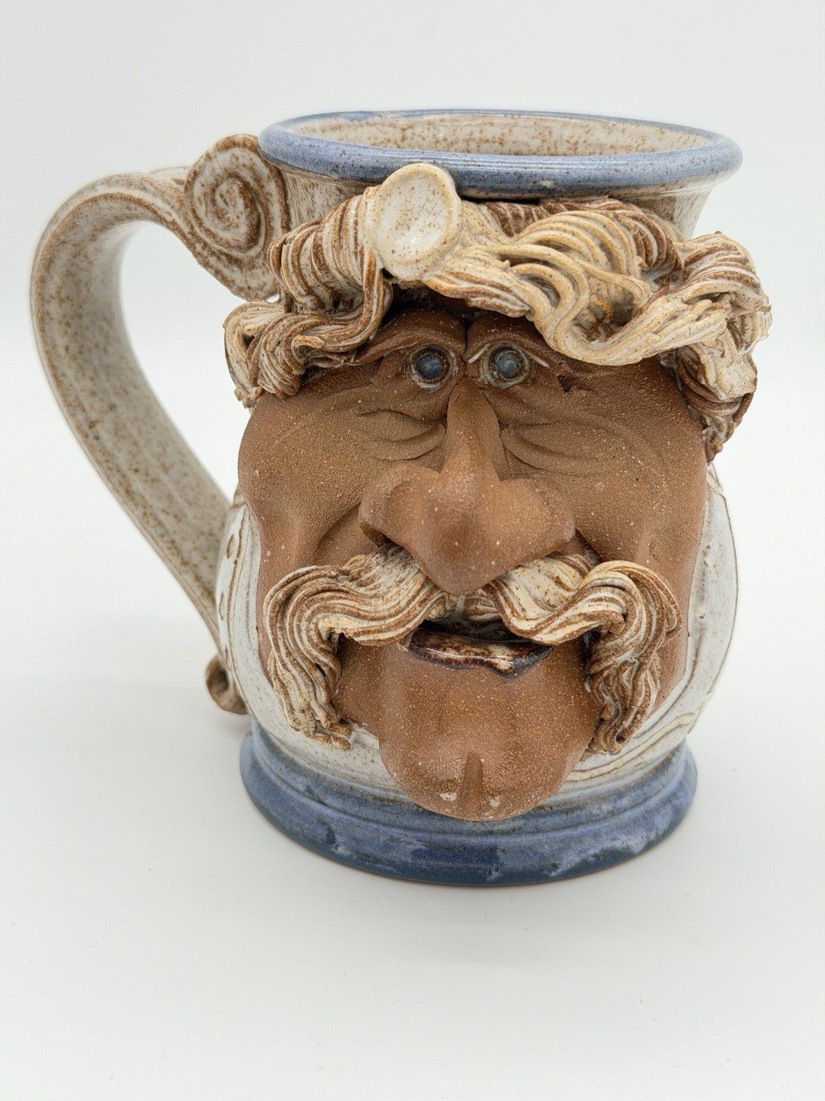 John Coiner Art Pottery Ugly Face/old Man Coffee Mug Folk Art Signed 1993 Large