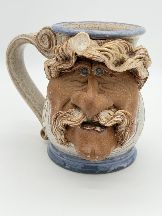 John Coiner Art Pottery Ugly Face/old Man Coffee Mug Folk Art Signed 1993 Large