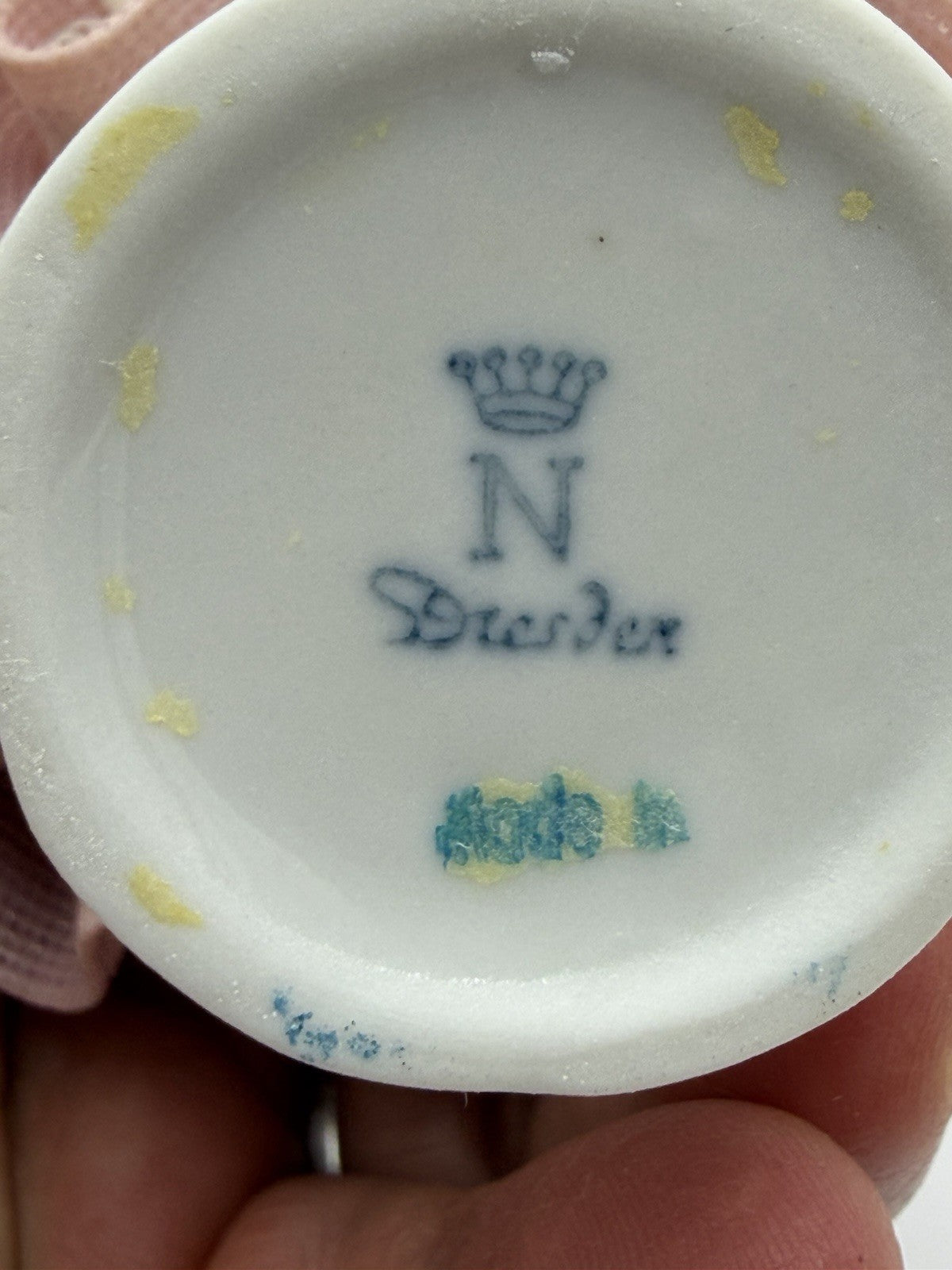 Vintage Dresden Porcelain Lace Victorian Lady Figurine Pink Dress 4” Germany