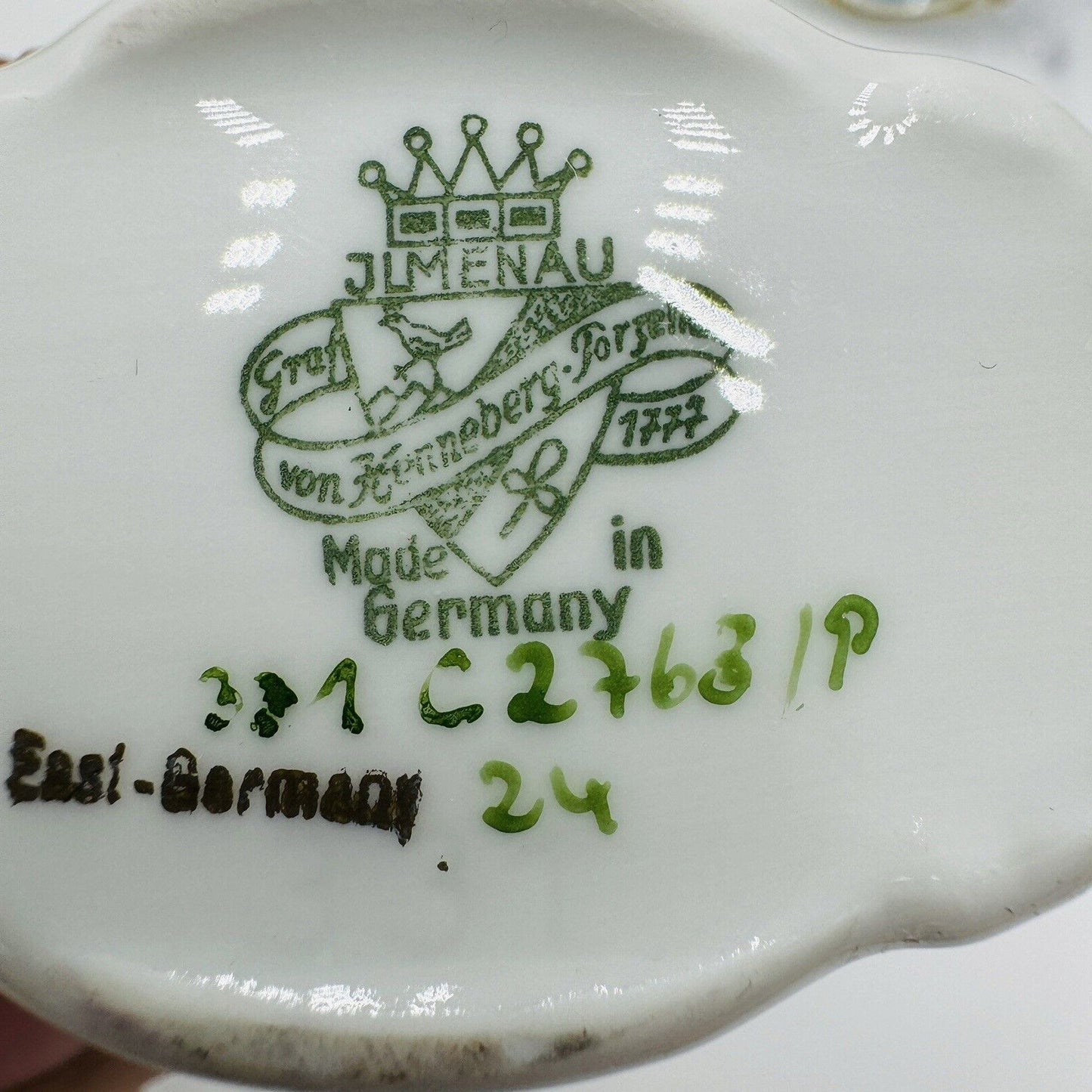 JLmenau Germany Graf Von Henneberg Green 5in Trinket Dish Set Antique