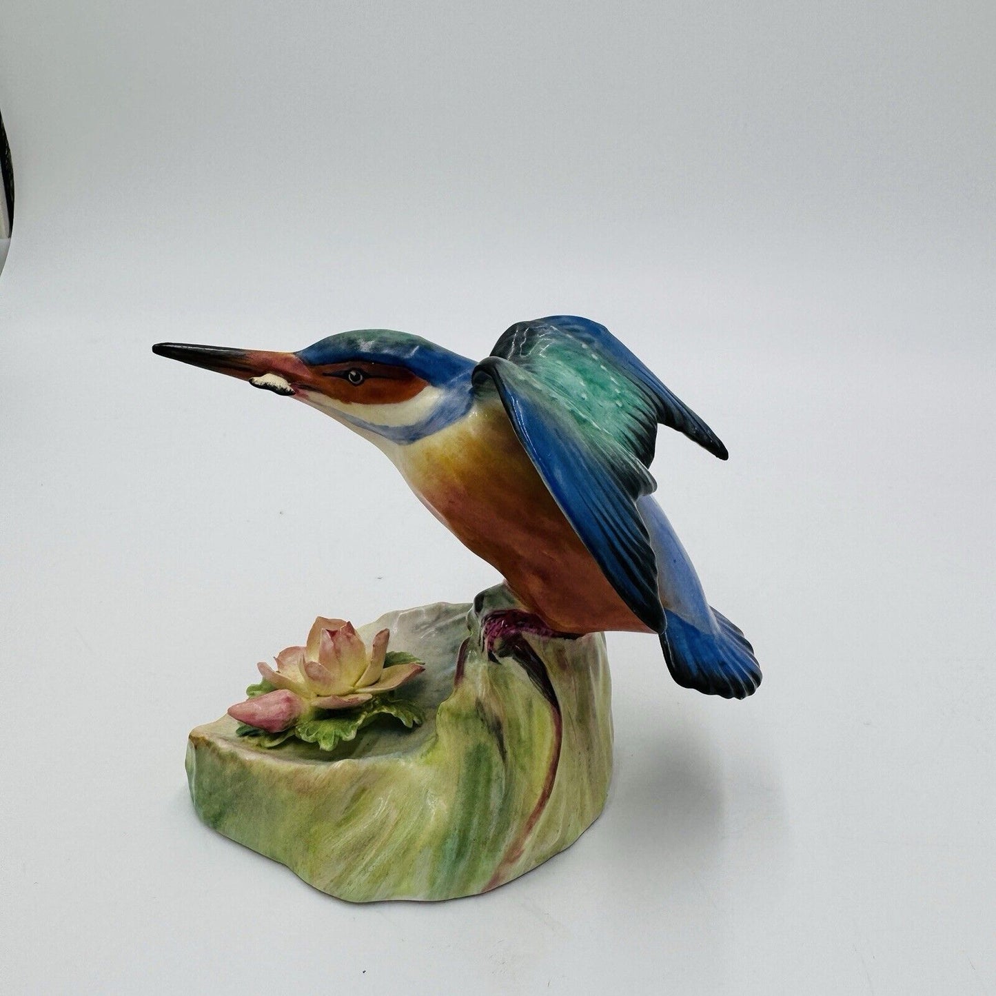 Adderley Floral Made England KingFisher Bird Figurine Hand Painted Porcelain 4”