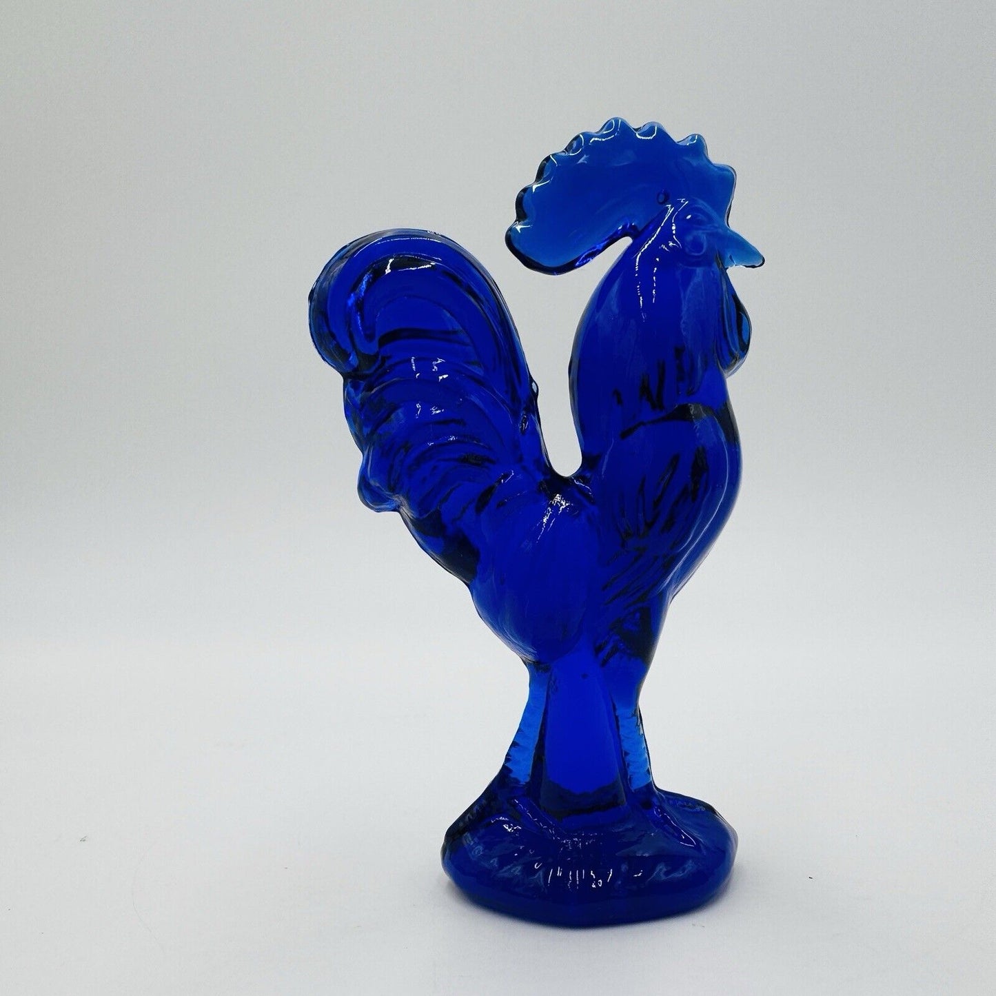 Westmoreland Art Glass Cobalt Blue Rooster Figurine 4” Vintage MCM