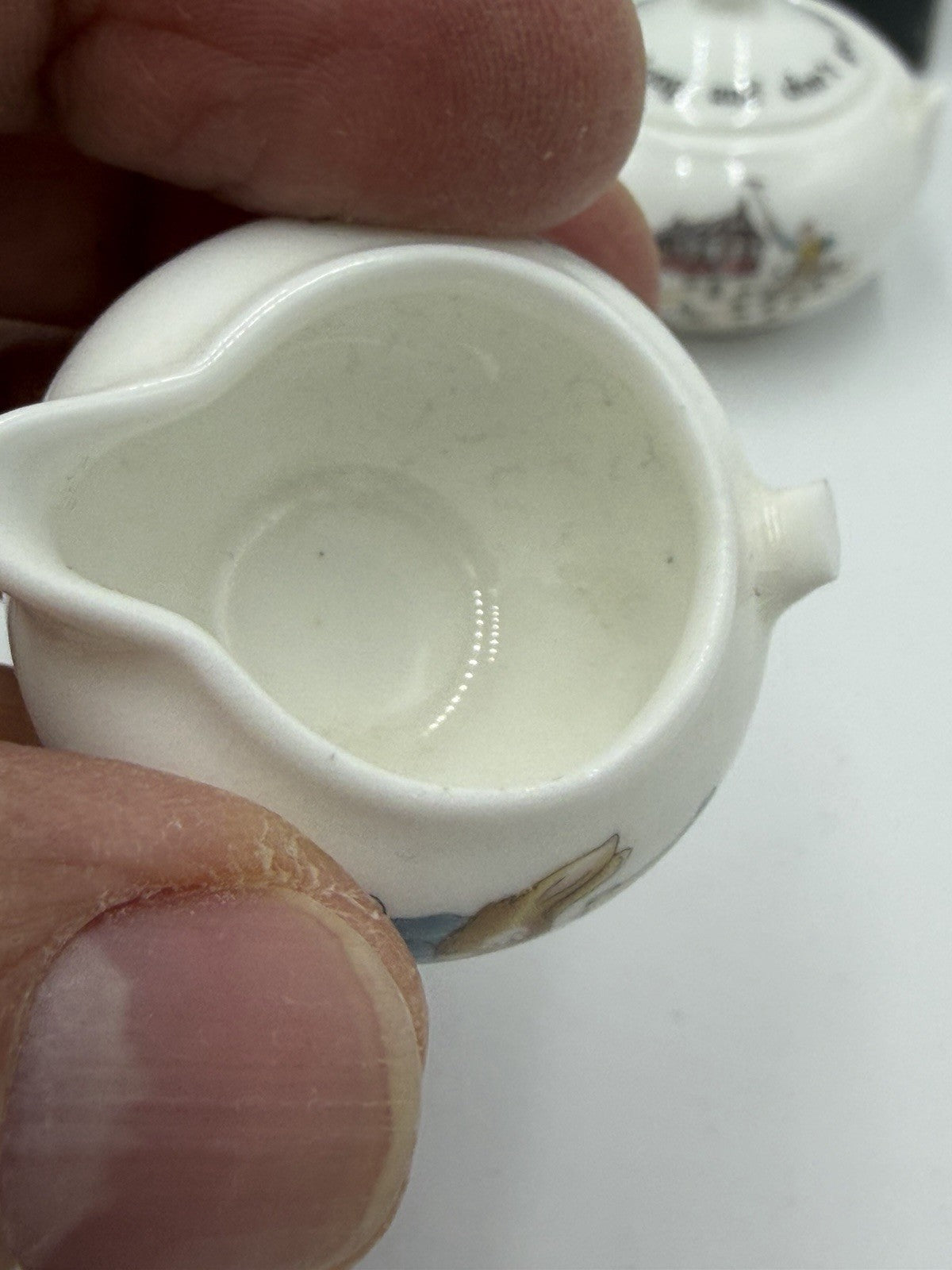 Wedgwood Porcelain Peter Rabbit Beatrix Potter Mini Creamer & Sugar Dollhouse