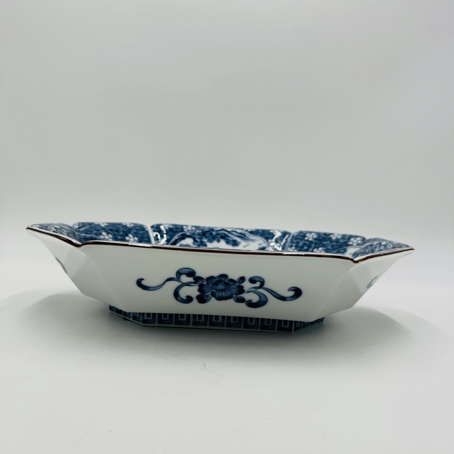 Japanese Serving Platter Victorian Antique Satsuma Dish Blue White