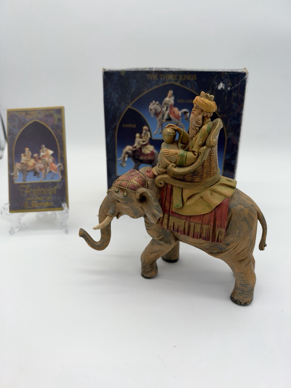 Fontanini Italy Three Kings on Animals Gaspar On Elephant Figurine 6.5”H Signed