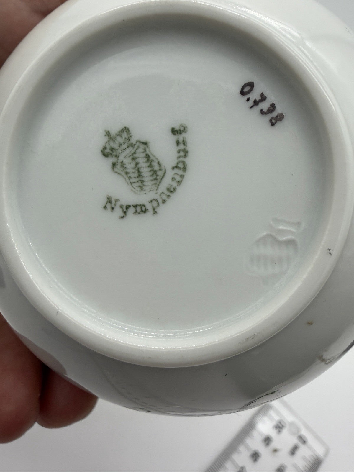 Antique Nymphenburg Porcelain Floral Sugar Bowl & Tray Basket Weave Set 2 PCs
