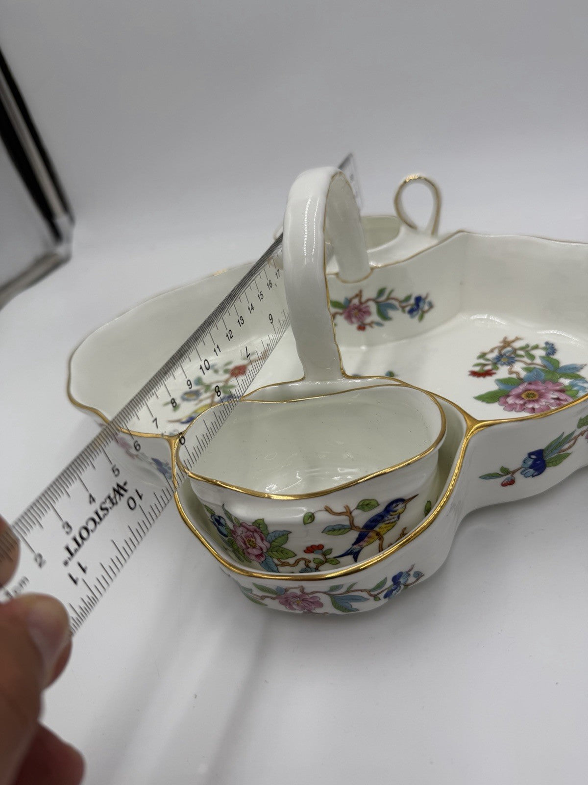 Vintage Aynsley PEMBROKE Tea Tray Strawberry Basket with Sugar & Creamer Set