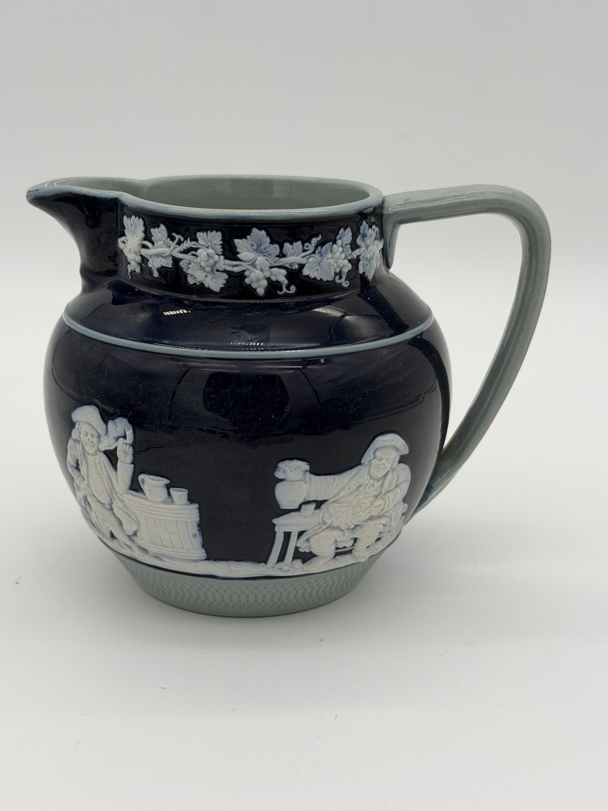 Antique Copeland Late Spode England Cobalt Blue Jasperware Pitcher